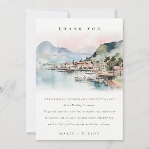 Kauai Hawaii Aquarell-Landschaft-Hochzeit Dankeskarte