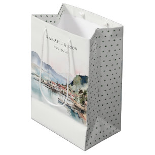 Kauai Hawaii Aquarell-Landschaft-Hochzeit Mittlere Geschenktüte