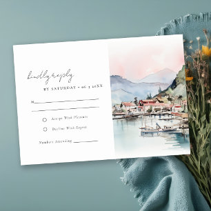 Kauai Hawaii Aquarell-Landschaft-Hochzeit RSVP Karte