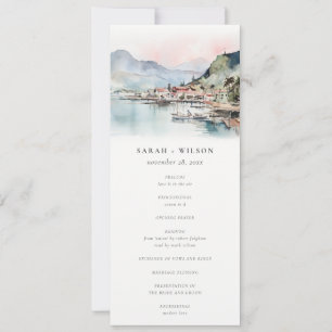 Kauai Hawaii Aquarell-Landschaft-Hochzeitsprogramm Einladung