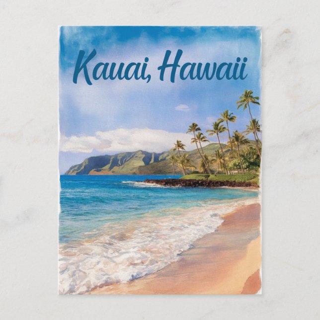 Kauai Hawaii Beach Aquarellmalerei Postkarte (Vorderseite)