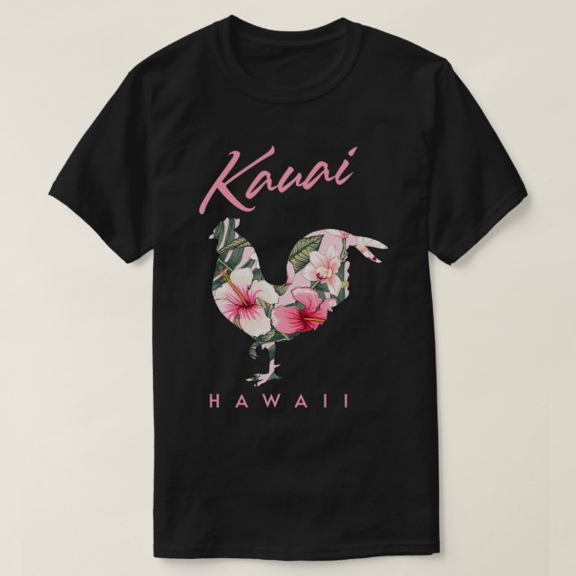 Kauai Hawaii Blume Hibisken Rooster Lover Souveni T-Shirt (Design vorne)