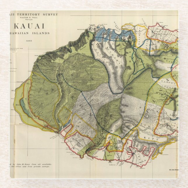 Kauai, Hawaii Glasuntersetzer (Vorderseite)