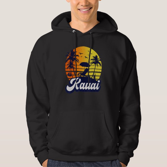 Kauai Hawaii Hawaiian Sunset Beach Retro Hoodie (Vorderseite)