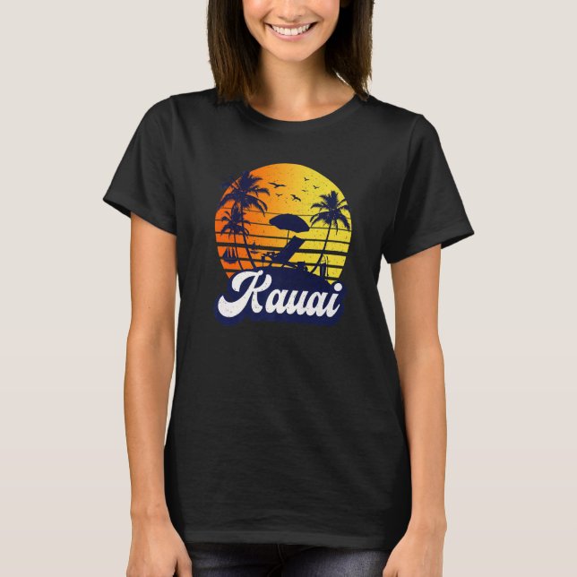 Kauai Hawaii Hawaiian Sunset Beach Retro Premium T-Shirt (Vorderseite)