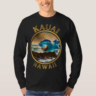 Kauai Hawaii Huhn Hahn Surf Welle Kaffee Desi T-Shirt