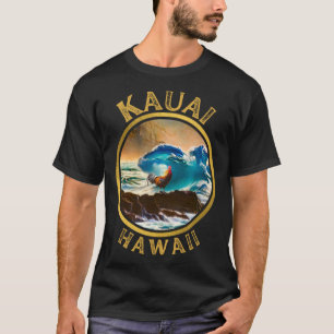 Kauai Hawaii Huhn Hahn Surf Welle Kaffee Desi T-Shirt