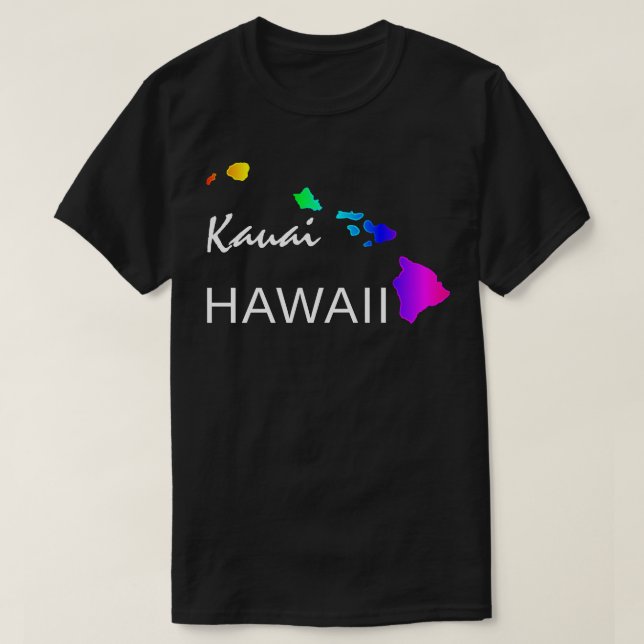 KAUAI - HAWAII INSELN NEON RAINBOW T-Shirt (Design vorne)