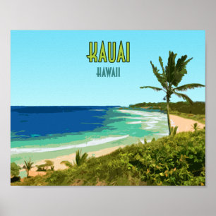 Kauai Hawaii Küstenstrand Vintage Poster