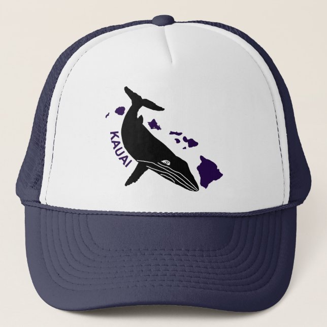 Kauai - Hawaii Lila Islands Humpback Trucker Hat Truckerkappe (Vorderseite)