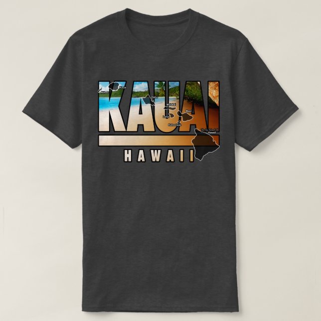 Kauai Hawaii mit hawaiianischen Inseln T-Shirt (Design vorne)
