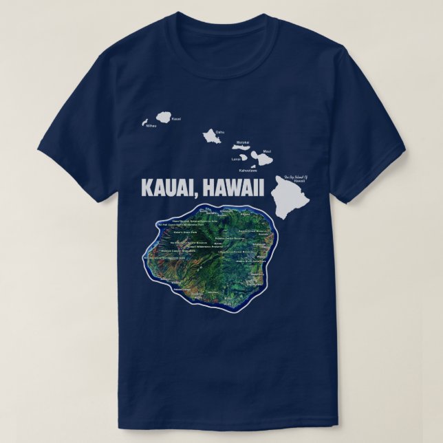Kauai Hawaii mit hawaiianischen Inseln T-Shirt (Design vorne)
