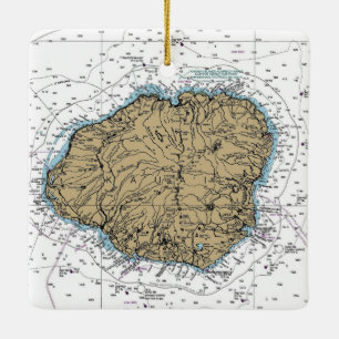 Kauai Hawaii Nautical Chart Keramikornament