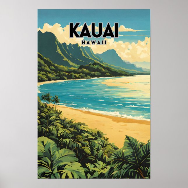 Kauai Hawaii Nostalgic Travel Poster (Vorne)