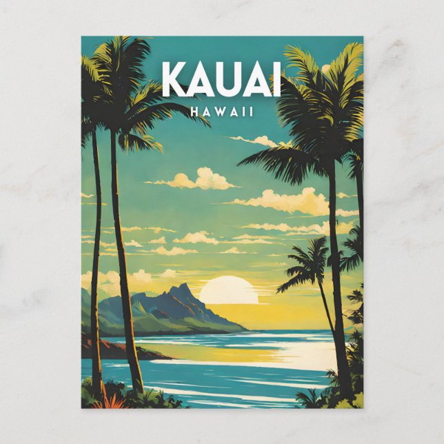 Kauai Hawaii Nostalgic Vintag Postkarte (Vorderseite)