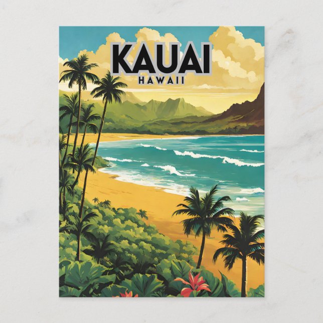 Kauai Hawaii Nostalgic Vintage Travel Postkarte (Vorderseite)
