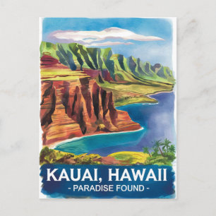 Kauai Hawaii Paradise Found Watercolor Painting Postkarte