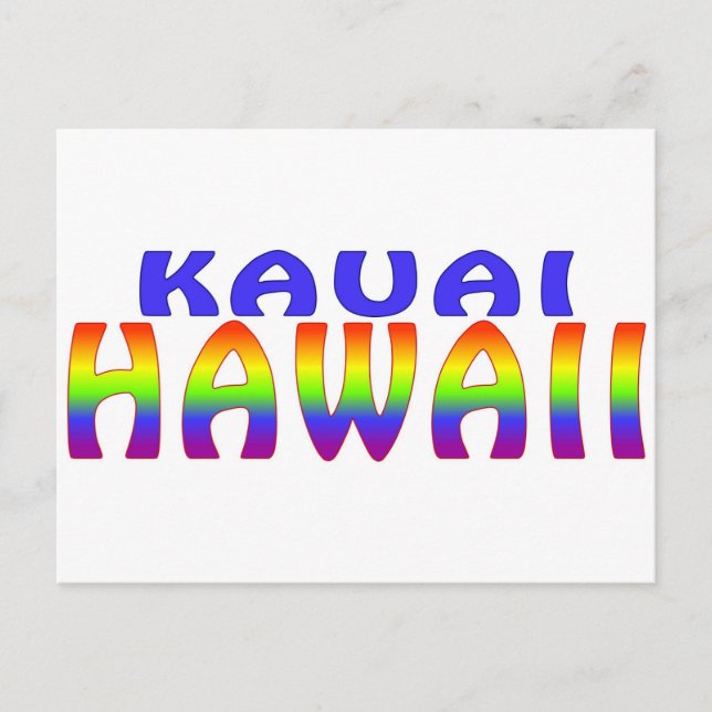 Kauai Hawaii Regenbogenworte Postkarte (Vorderseite)