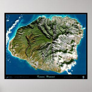 Kauai, Hawaii-Satellitenposter Poster