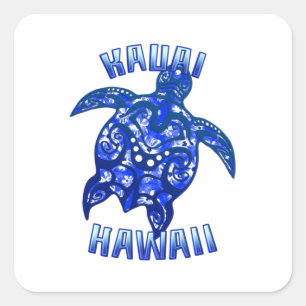 Kauai Hawaii Vacation Tribal Turtle Quadratischer Aufkleber