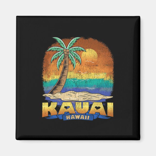 Kauai Hawaii Vintag Distressed Souvenir Magnet (Vorne)