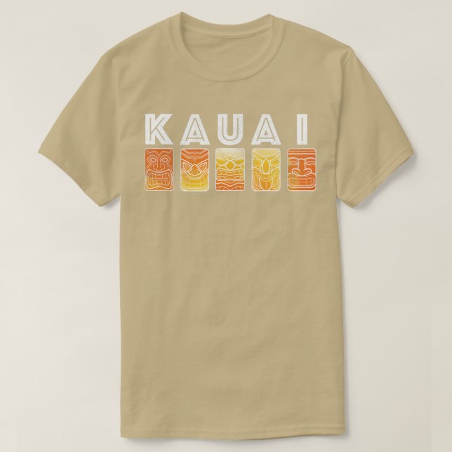 Kauai Hawaii Vintag Tiki Masks Tshirt (Design vorne)