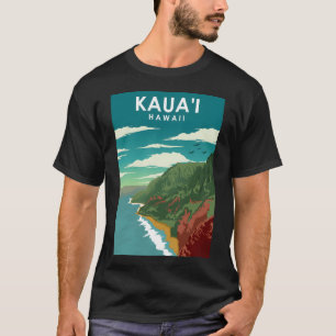 Kauai Hawaii Vintage Minimal Retro Reiseplakat T-Shirt