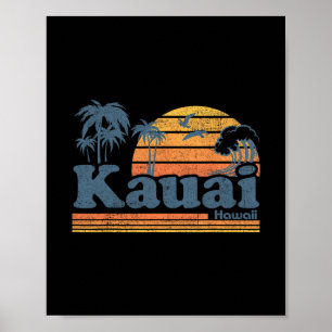 Kauai Hawaii Vintage Strand Sommer Surfen 70er Ret Poster