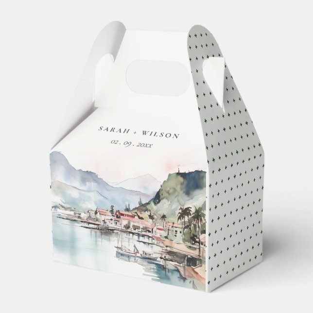 Kauai Hawaii Watercolor Landscape Wedding Geschenkschachtel (Vorderseite)