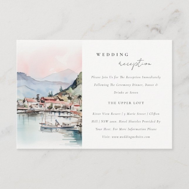 Kauai Hawaii Watercolor Scape Wedding Reception Begleitkarte (Vorderseite)