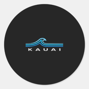Kauai Hawaii Wellen Vintage Herren Damen Mädchen J Runder Aufkleber