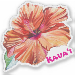 Kauai Hibiskus Watercolor Hawaiian Sticker