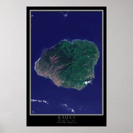 Kauai Island Hawaii Von Space Satellite Karte Poster