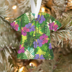 Kauai Jungle Hawaiian Hibiskus Aloha Shirt- Multi Ornament