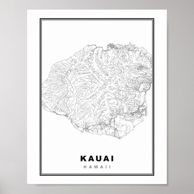 Kauai Map Poster (Vorne)
