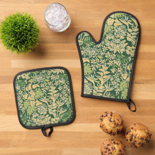 Kauai Morning Hawaiian Protea Floral Green Ofenhandschuh & Topflappen-Set