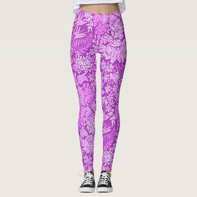 Kauai Morning Hawaiian Protea Floral Leggings (Vorderseite)