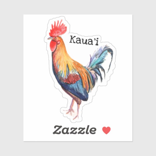 Kauai Rooster Sticker (Blatt)