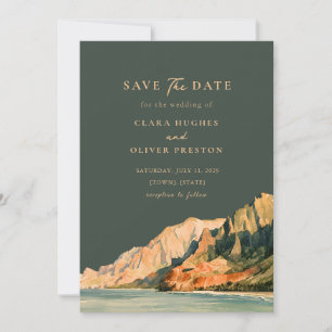 Kauai Sea Cliff Sonnenuntergang Aquarell Pazifik-H Save The Date
