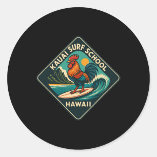 Kauai Surf Hahn Huhn Runder Aufkleber