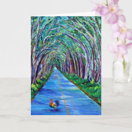 Kauai Tree Tunnel mit Rooster Grußkarte Karte