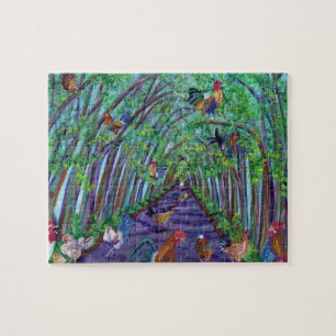 Kauai Tree Tunnel with Roosters and Chickens Puzzle