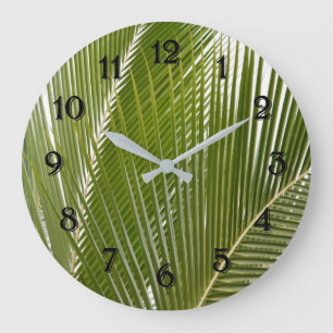Kauai Tropical Palm Tree Blätter Große Wanduhr