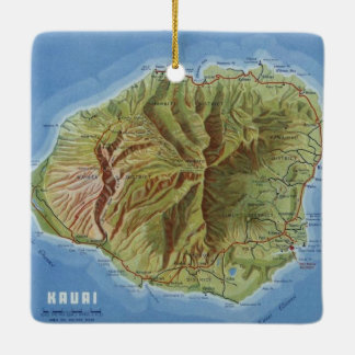 Kauai Vintag Map Keramikornament