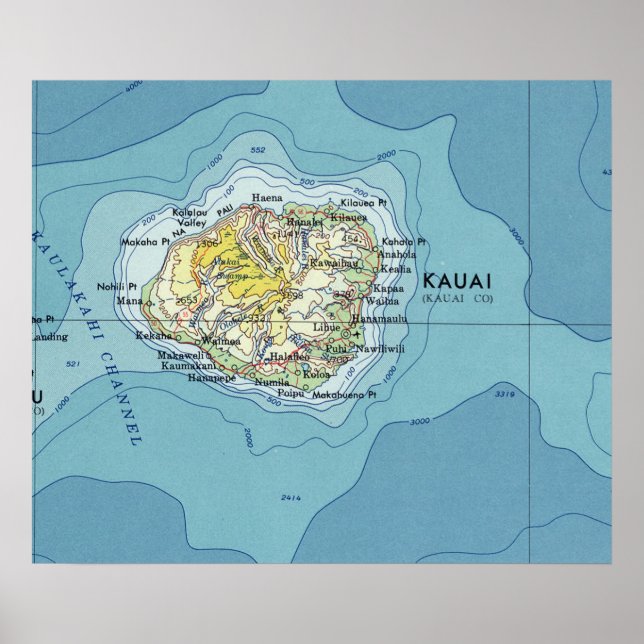 Kauai Vintag Map Poster (Vorne)