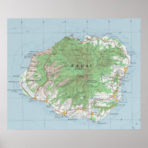 Kauai Vintag Map Poster