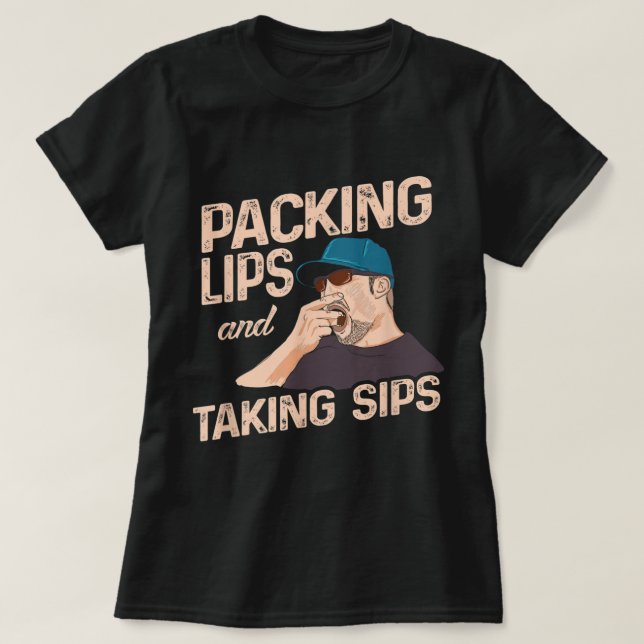 Kauen von Tabakverpackungen Lippen und Sippen T-Shirt (Design vorne)