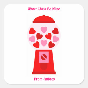 Kauen wird nicht mein Valentinstickerherz Gumball  Quadratischer Aufkleber