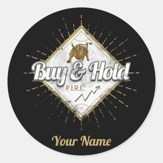 Kauf und Halten Trader Bull kaufen den aufstrebend Runder Aufkleber (Vorderseite)