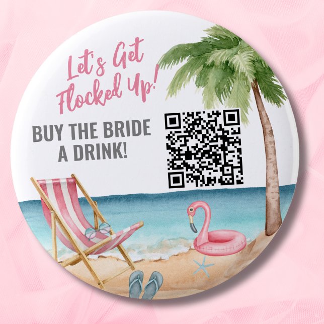 Kaufe der Braut einen Drink QR Code Button (Bachelorette Buy Bride A Drink QR Code button)